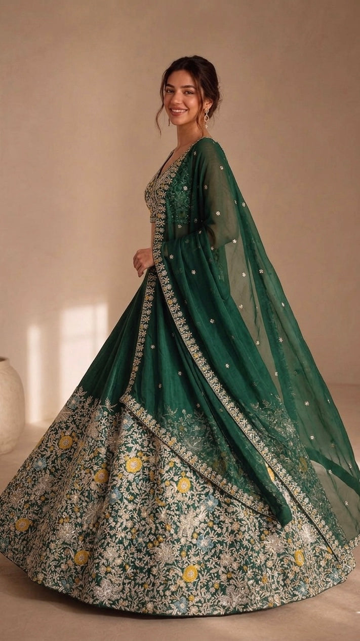 Royal emerald lehenga