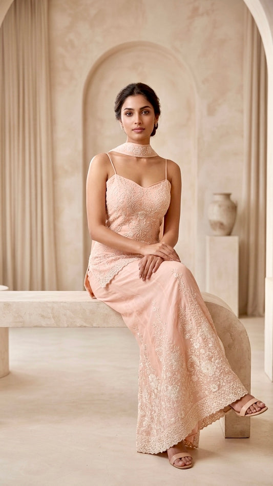 Champagne couture embroidered set