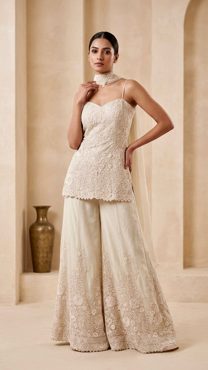 Champagne couture embroidered set