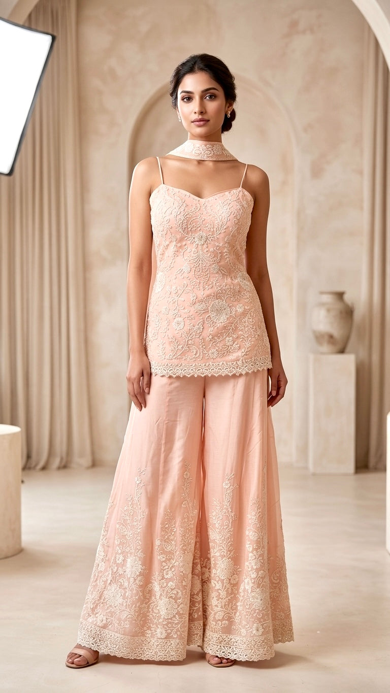 Champagne couture embroidered set