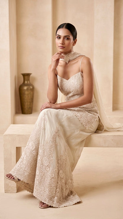 Champagne couture embroidered set