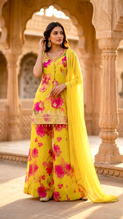 Floral sharara suit