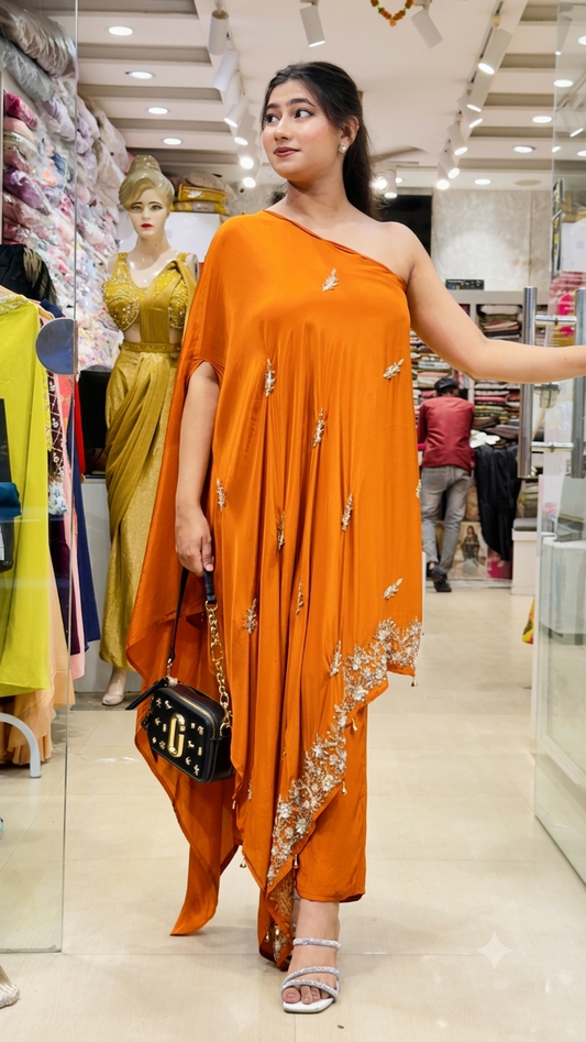 Diagonal handwork kaftan