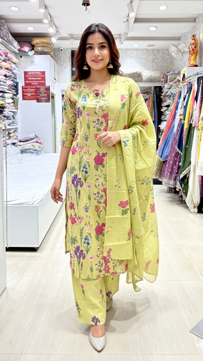 Floral printed Mal cotton suit set