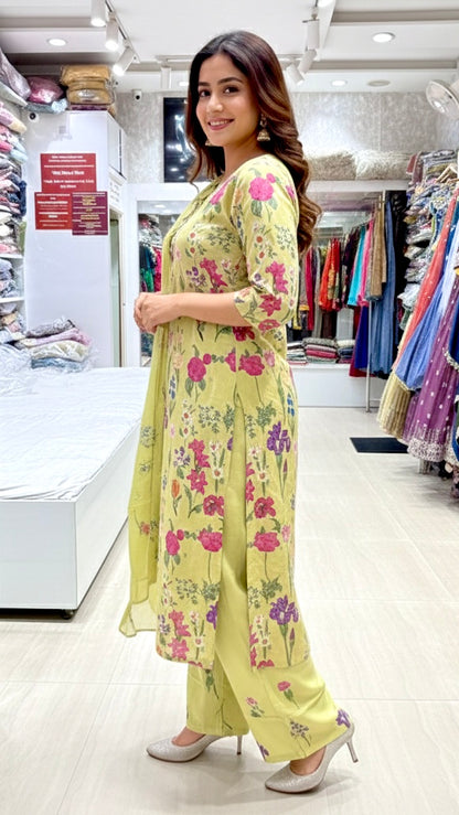 Floral printed Mal cotton suit set