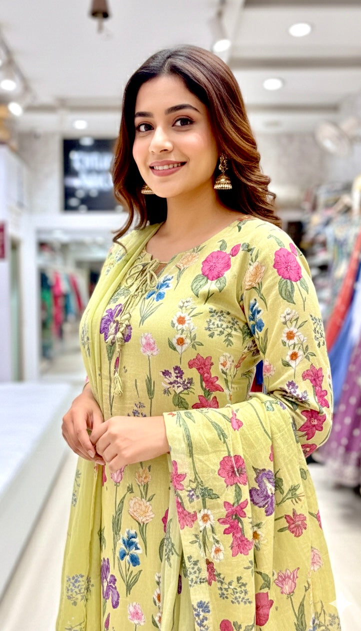 Floral printed Mal cotton suit set