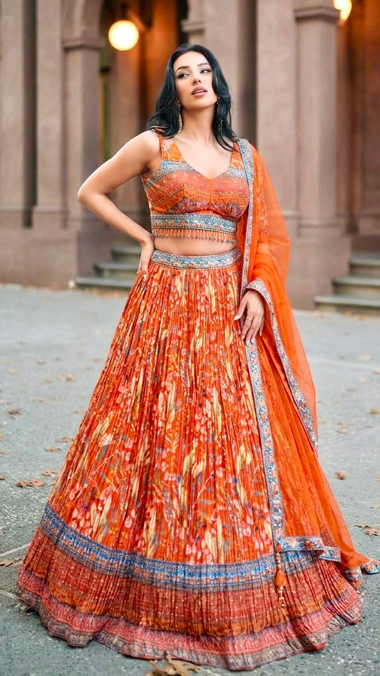 VIBRANT ORANGE LEHENGA